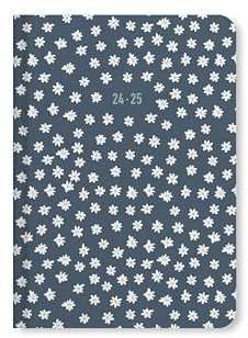 Letts of London Daisies Akademischer Terminplaner 2024/2025, A6, Tagesansicht pro Seite, Blau
