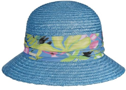 Seeberger Lisana Strohhut Sommerhut Sonnenhut Damenhut Gartenhut Strandhut Damen - mit Ripsband Sommer Frühling-Sommer - One Size blau