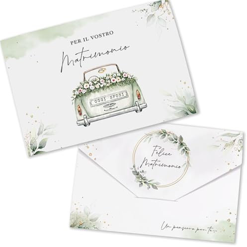BETESSIN 2Pz Biglietti Matrimonio Portasoldi Biglietti Auguri Felice Matrimonio Busta Interna Matrimonio Idea Regalo per Auguri Sposi Scrivibile