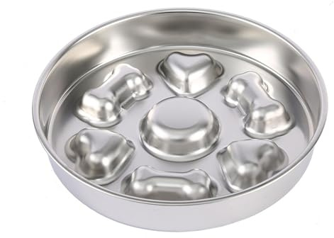 Slow Feeder Dog Bowl - Stainless Steel Slow Feeder Pet Bowl | Large Slow Eating Dog Bowl | Anti-Gulping Dog Food Bowl | Metal Slow Feeder Bowl for Cats Small & Medium Dogs