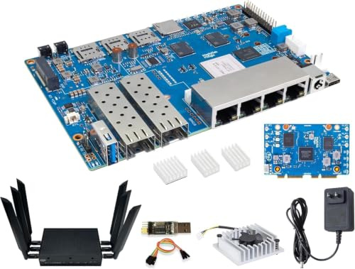 Banana Pi BPI-R4 WiFi 7 Dual-Band WiFi Router Board mit MediaTek MT7988A SoC, unterstützt 2x 10GbE SFP und 4x GbE Gigabit Ethernet für NAS Smart Home Gateway (Bundle3)