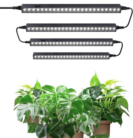 Barrina T5 Grow Lampe, 5000K, 29cm Vollspektrum 20W(4 x 5W) Magnetische 4er | Verkettbare, 1FT LED-Wachstumslichtleiste mit Schalter, Stecker und Spiel, Schwarze Abdeckung
