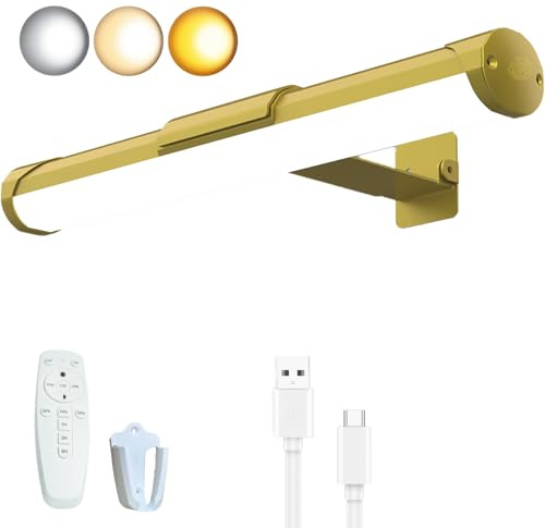 Dimmable Cordless Picture Light with Controller and 13,78 pulgadas reutilizablesLuz de imagen de batería de 4400mah pantalla de pared, Galería Obras de Arte, pintura, retrato, tablero de dardos