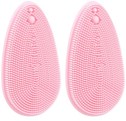 Beavorty 2 Stück-Pack Silikon Gesichtsreinigungsbürste für Sanfte Tiefenreinigung und Massage Tragbare Gesichtspeelingbürste in Rosa für Empfindliche und Trockene Haut