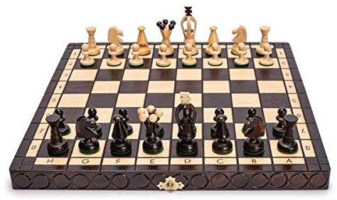Abio Schachspiel KÖNIG MEDIUM 36x36cm Holz Schachbrett Hochwertig Klappbare Brettspiele Schach Spiel Reisespiele Set Spiele für Erwachsene Chess Board KÖNIG MEDIUM 112