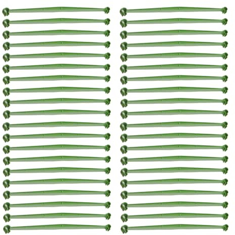 SEIWEI 2 Klammern für 11mm Pfahl, 40 Packung Pflanzenpfähle mit Garten Einzelstamm Unterstützung, Amaryllis Käfig Unterstützung Ringe, für Tomaten, Orchidee, Lilie, Pfingstrose, Rose
