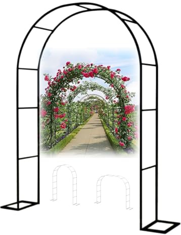 Arco Jardín Metálico, Enrejado Archway de Rosas Trepadoras Ancho 1.0 1.4 1.8 2.0 2.2 2.4 3.5 4.0 m, Soporte Pérgolas Resistente, Tutor Plantas Enredaderas, Decoración de Boda(an 2.2 x al 2.0 m)