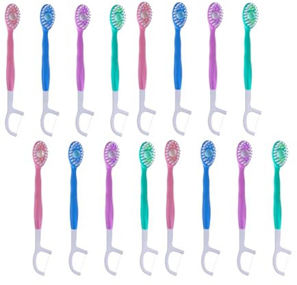 AYNKH Einweg-Zahnbürsten, tragbar, Reisen, 3-in-1-Funktion, Lieferung mit Zahnbürste, Zahnseide, Zungenbürste, Zahnstocher, Mini-Zahnbürste, vorbeschichtete Zahnpasta, gemischter Geschmack