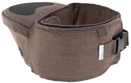 Hippychick Hipseat - Portabebés, color marrón, taburete ligero que ahorra espalda, diseño ergonómico, correa ajustable, adecuado para bebés de 6 meses a 3 años, color mezclilla moca