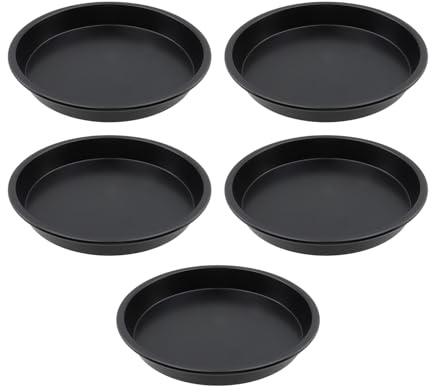 Savagrow Aluminum Alloy Cake Mold, 5PCS 7 Inside Diameter Black Round Pizza Tray Personal Pizza Pans Set for Oven Kitchen Home Restaurant Baking