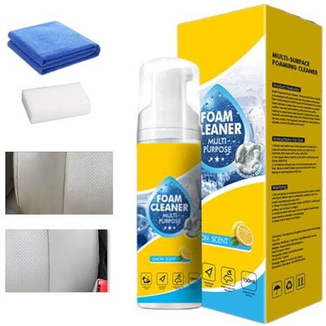 Pulitore Interni Auto - Rimozione Macchie Sedili in Pelle,Schiuma Ad Azione Rapida 150 ml Per Interni Auto E Moto, Rivestimenti In Pelle E Detergenti Per Veicoli