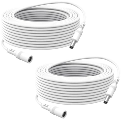 Giantdeer 2PCS 5m DC Power Verlängerungskabel, 5.5mm x 2.1mm Stecker auf Buchse, Unterstützt 5V/6V/9V/12V/24V, DC Kabel Verlängerung für Netzteil Geeignet für Überwachungskameras, DVR, Router, Weiße