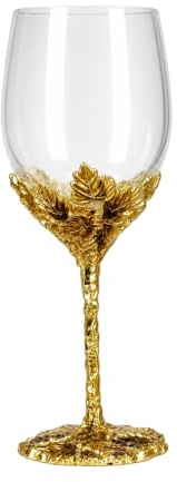 XUDREZ Calice da vino, 320 ml, senza piombo, smaltato, motivo floreale, 2 | Bicchieri senza piombo, design a fiore smaltato dipinto, capacità 320 ml, cristallo rosso e bianco, finiture dorate