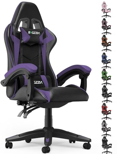 Racingreat Chaise de Gaming, Chaise de Bureau, Appuie-tête et Coussin Lombaire, Ergonomique en Cuir PU Chaise D'ordinateur pour Gamer Bureau À La Maison Adulte Adolescent