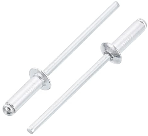 QUARKZMAN 100Pcs Rivets Aveugles En Aluminium 1/8x3/8, Corps En Aluminium Et Axe En Acier, Rivets Fendus À Tête Bombée Longs Pour Métal, Meubles, Automobile, Argenté