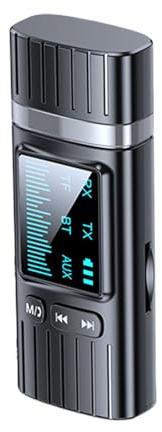 Trasmettitore audio wireless – Adattatore 5.3 con display a LED per il monitoraggio dello stato del dispositivo, ricevitore a bassa latenza con funzione di connessione jack AUX da 3,5 mm