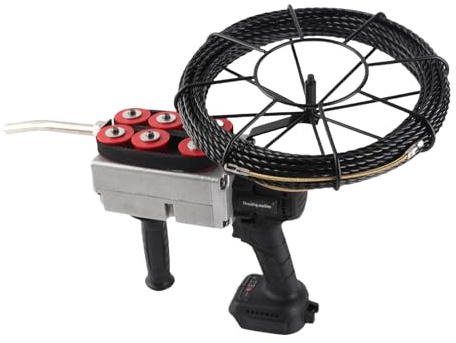 AKLOSIPY Filiera Elettrica per Tubi con Motore Brushless e velocità Variabile per Interfacce BL1830 BL1840 BL1850 - Cavo TEP da 50 Piedi, 6 Ruote