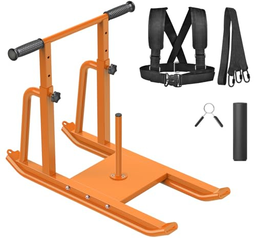 Kipika Weight Sled – Fitness & Strength Training Sled, Speed Training for Athletic Performance, Speed Improvement & Easy Obstacle Clearance, Compatible with 1 & 2 Weight Plates (D – Orange)