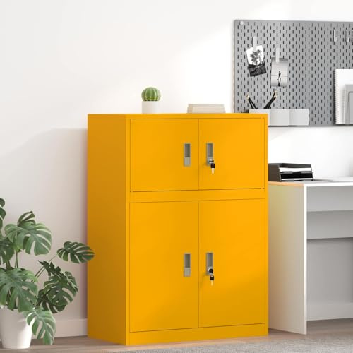 Brokky Taquillas metalicas Armario de Oficina Gabinete de Metal Armario de Garaje con Cerradura Garajes y Oficinas-Amarillo mostaza-80 x 40 x 40 cm