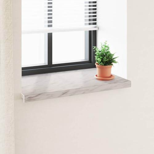 Soglia finestra PVC 60x50x4,5 cm texture marmo, davanzale interno esterno impermeabile, facile da installare con adesivo, tagliabile in lunghezza per decorazioni.