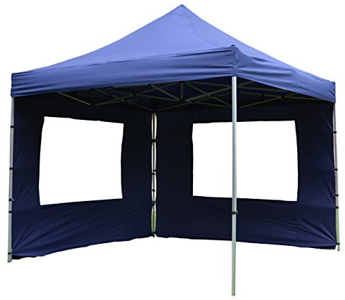 Nexos Hochwertiger Falt-Pavillon Partyzelt mit 2 Seitenteilen PROFI Ausführung für Garten Terrasse Feier Markt als Unterstand Plane wasserdichtes Dach 3 x 3 m blau