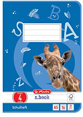 herlitz Schulheft x.book A5, Lineatur 4, 4. Klasse, liniert, 16 Blatt, 10 Stück