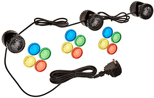 Jebao PL1LED-3 Submersible Pond LED Light with Colored Lenses,Black