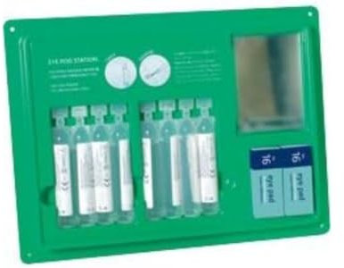 Reliance Medical REL908 Complete Eyecare Pod Station, Ideal for Minor Irritation, Sterile Saline Eye Wash Solution Kit | 20ml Pods. 24.5 cm H x 33 cm W x 2.5 cm D (Green)