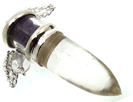 Amethyst and Quartz Gemstone Vial Capsule Pendulum