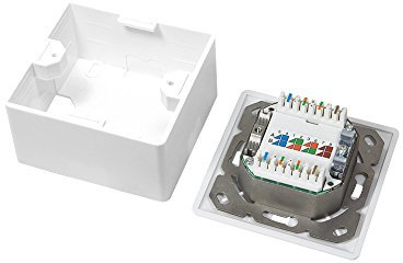 Logilink Dose Cat.6 Anschlussdose UP+AP 2xRJ45 STP, signalweiss, [NP0039A]