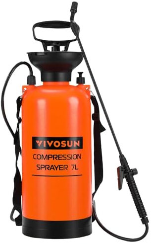 VIVOSUN Nebulizzatore a compressione 7 l, Spruzzatore a Pressione con Pompa, Flacone Spray per Acqua Pressurizzata per Prato e Giardino con Tracolla Regolabile, per Spruzzare Piante