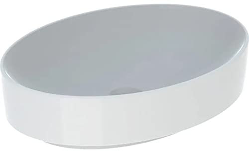 Geberit VariForm Countertop oval, 550 x 400 mm, ohne Loch für Wasserhahn, ohne Überlauf, Farbe: Weiß - 500.771.01.2
