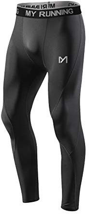 MEETYOO kompressionsbyxor män, sport leggings andningsfunktion fitness strumpbyxor baslager byxor lång, för löpning cykling