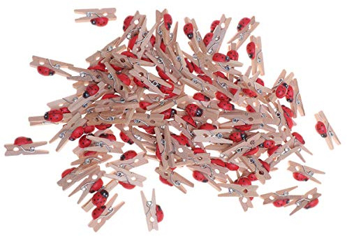 BESPORTBLE 100 Stück Holz Foto Papier Stift Stift Holz Marienkäfer Handwerk Papier Handwerk Clips Bild Halter Clips Wäscheklammern für Foto Display Hängen Home Party