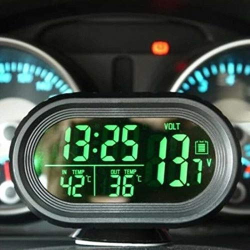 Riloer 3 en 1 voiture numérique LED électronique LCD horloge thermomètre voltmètre