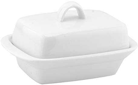 Apollo White Ceramic Butter Storage Dish with Cover Lid