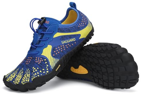 SAGUARO Chaussures Minimaliste Enfant Barefoot Shoes Garçons Chaussures Pieds Nus Filles Antidérapantes Barefoot Chaussure de Trail Aquatique Plage Randonnée pour Semelle Zero Drop Bleu EU GR.33