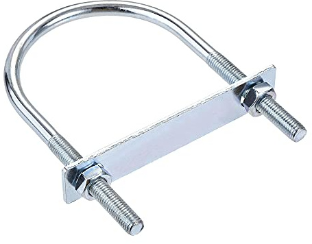 sourcing map 1 Satz Runde U-Bolzen Stahl M10 mit Mutter Platte 90mm Innenbreite 150mm Länge