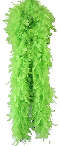 Flauschige Truthahnfedern Boa, 90g 200cm Federboa Weihnachtsbaum Weihnachten Band Streifen Girlande Federn Schal Stola Kostüm Schal Kostümzubehör,Halloween,Hochzeit,Party, Heimdekoration,Grün
