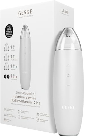 GESKE MicroDermabrasion Blackhead Remover 7 in 1 Mitesserentferner | SmartAppGuided™ MicroDermabrasion Blackhead Remover | Elektrischer Porenreiniger | Innovativer Vakuumsauger
