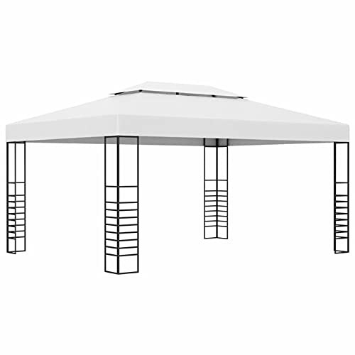 Gartenpavillon, LAPOOH Faltpavillon, Pergola, Partyzelt, Standmarkise, Sonnenzelt, Garten Pavillion, Grillpavillon, Pulverbeschichteter Stahl 4x3x2,7 m Weiß