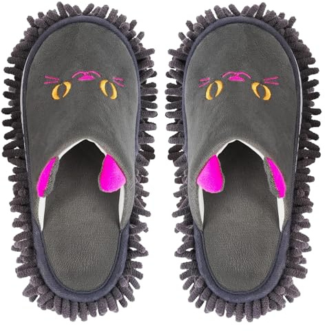 Mop Zapatillas de Limpieza de SuelosMicrofibra Reutilizables Zapatos Zapatillas Microfibra Limpiar el SueloCuarto de BañO Oficina en Casa Cocina Piso Polvo Sucio Herramienta Limpieza Cabello(Gris)