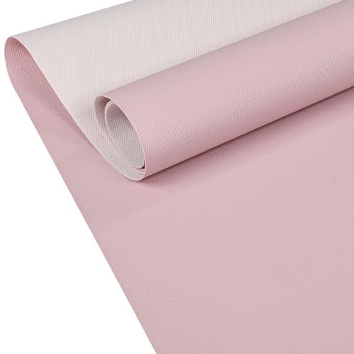 ANRO Tela de tapicería de piel sintética con textura de napa, por metros, color rosa, 180 x 140 cm