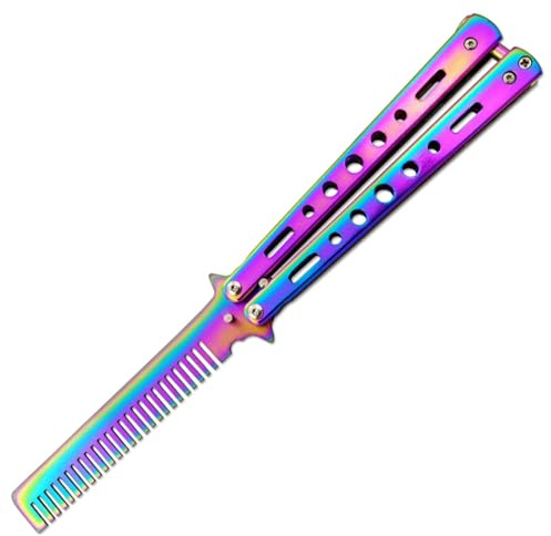 HZAOPZE 1 pcs Bunte Butterfly Kamm Schmetterlings Kamm, Haarstyling Zubehör Edelstahl Faltbarer Taschenkamm Frühlings Haar Kamm für Haar Barberkamm Haarstyling Zubehör Training Schmetterling Stil
