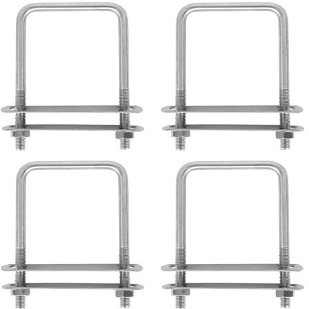 LOMUG 4 x Bügelschrauben M10 U Schrauben 80mm x 150mm Bolzen mit 8 Gegenplatte, Bügelbolzen U Bügelschelle Edelstahl mit Muttern, Rahmenplatte, runde Unterlegscheiben, Vierkant-Bügel, U Bolzen