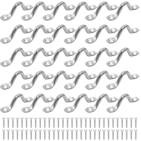 Piuluvor® 30 Stück Pad Eye Edelstahl, Fenderöse 5mm Augplatte Edelstahl 304 Befestigungshaken Öse Schraubbar mit 60 Schrauben für Kajak, Kanu Takelagebefestigung
