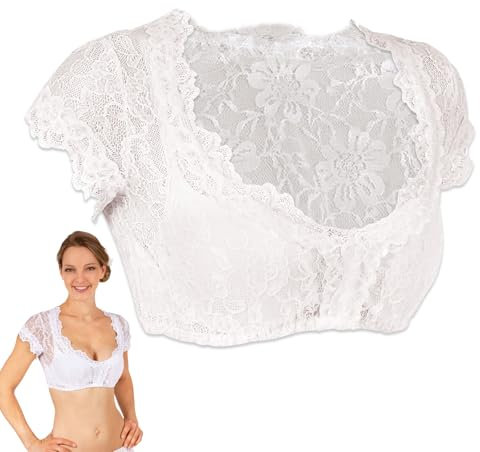 Der Jdisf Dirndl Femme Blanc Manches Courtes Oktoberfest, Blouse Chemisier Traditionnel Élégant Costume