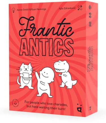 Helvetiq Frantic Antics Partyspiel – Schnelllebiges Scharaden-Spiel mit schnellem Denken & Handeln – lustiges Familienspiel für Kinder & Erwachsene, ab 8 Jahren, 4–10 Spieler, Minuten-Spielzeit,