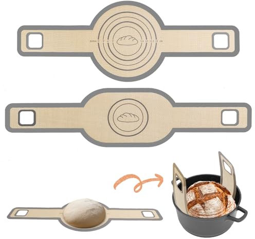 Juego de 2 Tapete Silicona Horno, Estera de Horneado Reutilizable, Para Hornos Holandeses, Antiadherente y Fácil de Limpiar, con Mango Largo, Alfombra Horno para Horno para Molde de Pan, Masa, Horno