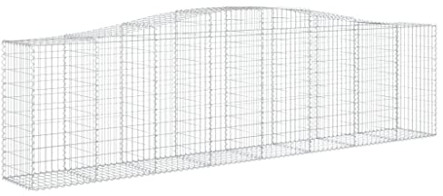Gabion avec arche surélevée - 400 x 50 x 100/120 cm - En fer galvanisé - Bordure de jardin durable pour l'aménagement de jardin moderne